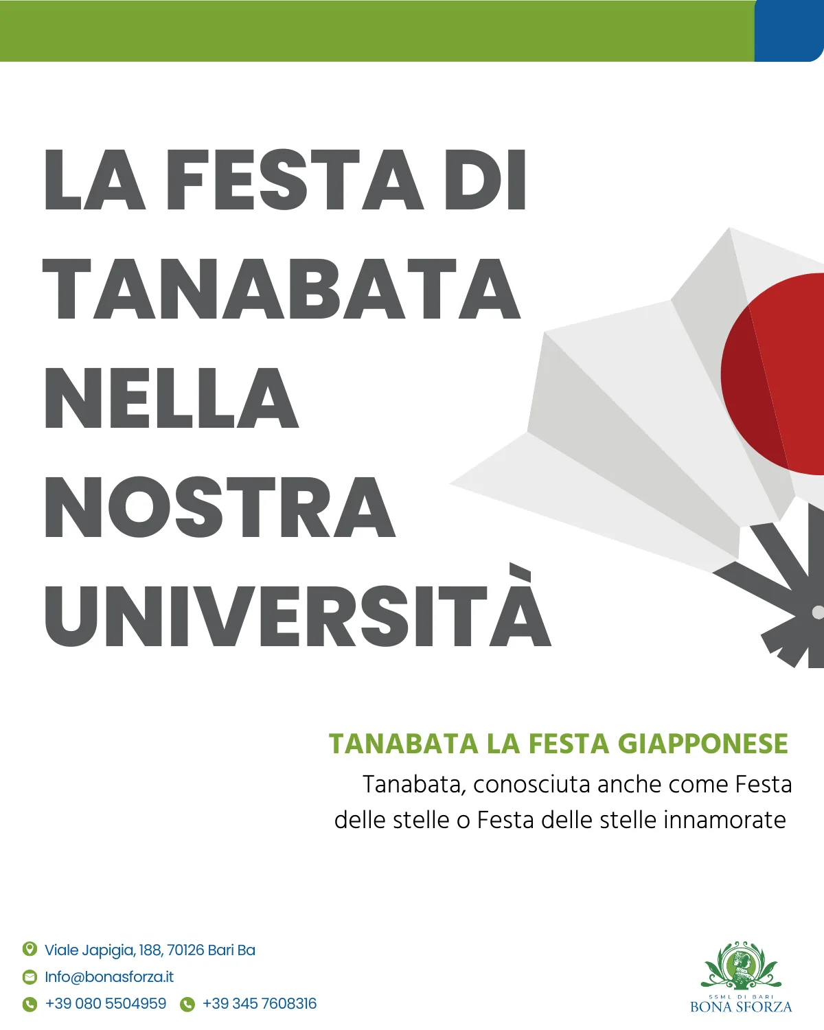 Bona Sforza: evento Tanabata, festa giapponese all'università