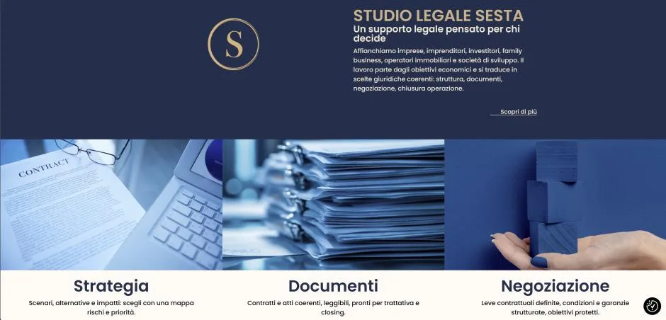 Sito web dello Studio Legale Sesta, sezione servizi