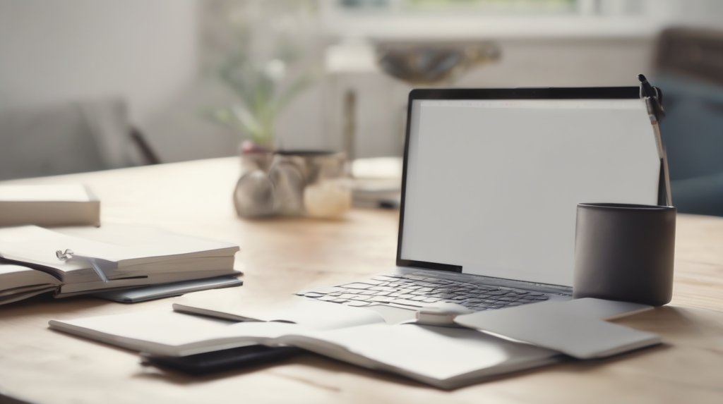 Composizione still life su scrivania minimal: spilla bandiera messicana, globo su America, mappa arrotolata, laptop con mappa sfocata, calcolatrice, taccuino grafici vuoti; accento arancione #ff5812 su evidenziatore